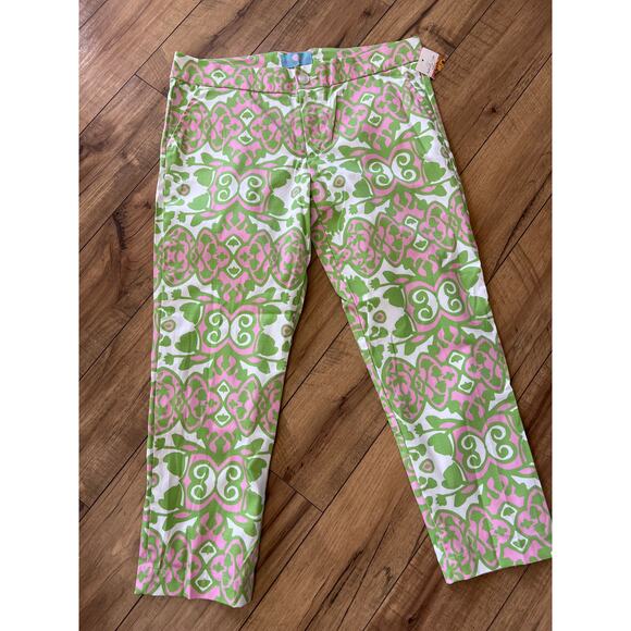NWT Kaeli Smith cropped pants green white pink - Picture 1 of 5
